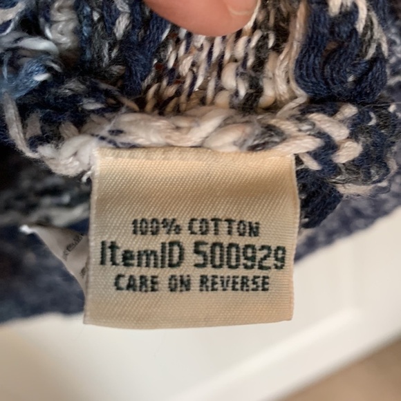 VTG L.L. Bean Cotton Blue Argyle Knit Fisherman Pullover Sweater Womens Medium - Picture 13 of 14